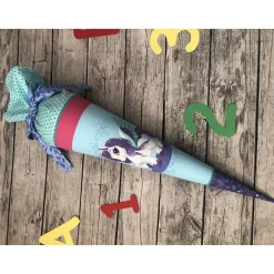 wunderschöne Schultüte aus Stoff mit Pegasus Einhorn in Blau/Türkis/rosa/mint Kinder Schultüten