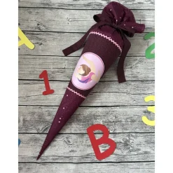 wunderschöne Schultüte Zuckertüte in Weinrot/beere mit einer Turnerin Kunstturnen *b-ware* Kinder Schultüten