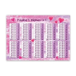 Outlet 1x1 Lernposter | Pastell Herzchen - pink Kinder Einschulung