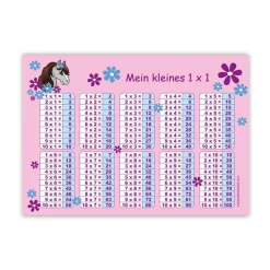Outlet 1x1 Lernposter | Pony Blumen - rosa Kinder Einschulung