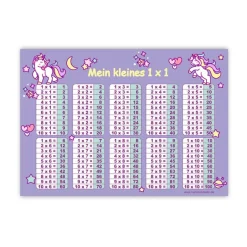 Clearance 1x1 Lernposter | Regenbogen Einhorn - lila Kinder Einschulung