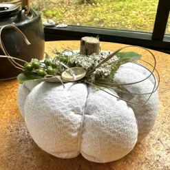 Best XL Deko Kürbis aus antikem Leinen – Handgemachte Herbstdeko mit Naturakzenten Deko Halloween