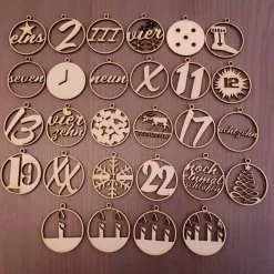 Sale Zahlenanhänger für Adventskalender aus Holz, 28-teilig Adventskalenderzahlen