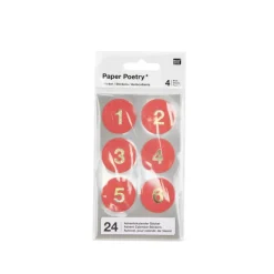 Zahlensticker rot für Adventskalender Bastelzubehör