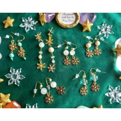 Hot Zarte SCHNEEFLOCKEN-Ohrringe echter TÜRKIS Edelstein Geburtsstein DEZEMBER SKORPION, Winter Braut Kinder Schmuck goldf. Weihnachtsaccessoires