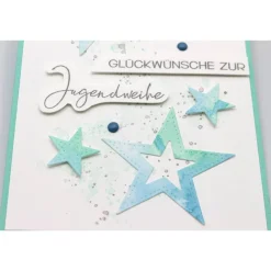 Zauberhafte Jugendweihekarte mit Sternen, Glückwunschkarte zur Jugendweihe Glückwunschkarten