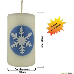 Zauberhaftes Lichtspiel für die Wintermonate: Winterkerze mit Eiskristall / Schneeflocke auf blauem Himmel Kerzen & Beleuchtung