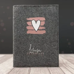 Zeugnismappe aus Filz *Herz* | personalisiert mit Namen und Farbe Kinder Einschulung