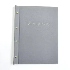 Zeugnismappe grau A4 – schlichte Sammelmappe für Zeugnisse aus Buchbinderleinen Kinder Einschulung