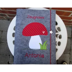 Sale Zeugnissmappe / Zeugnisshülle aus Filz "Fliegenpilz" Kinder Einschulung