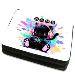 Clearance Zocker-Mieze Federmäppchen inkl. Inhalt mit Name / personalisierbar Kinder Federmäppchen