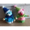 Zwei Bärchen mit Glöckchen zum Aufhängen - blau-weiß/ grün-rosa Baumschmuck